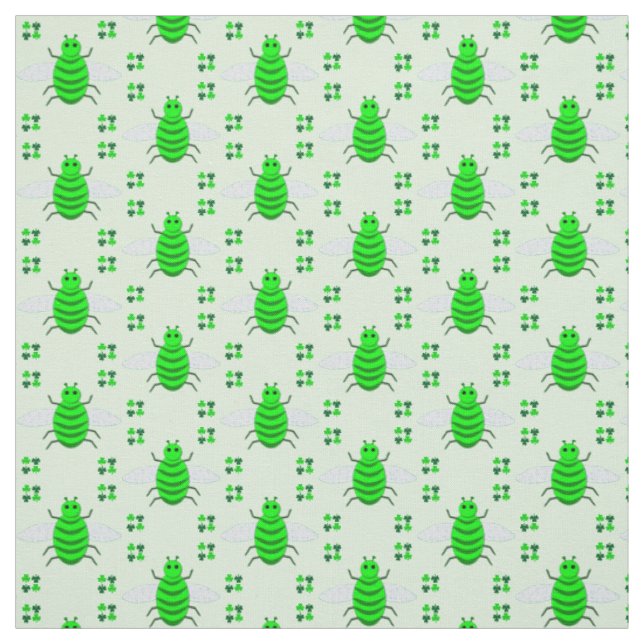 Saint Patricks Day Bee and Shamrocks Fabric (Swatch)