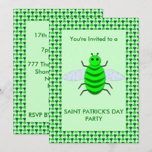 Saint Patricks Day Bee and Shamrocks Invitation