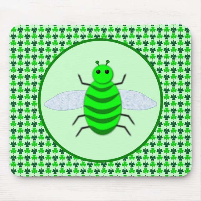 Saint Patricks Day Bee and Shamrocks Mouse Pad (Front)