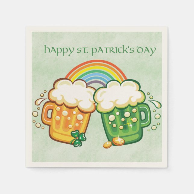 Saint Patrick's Day, Beer Mugs Napkin (Front)