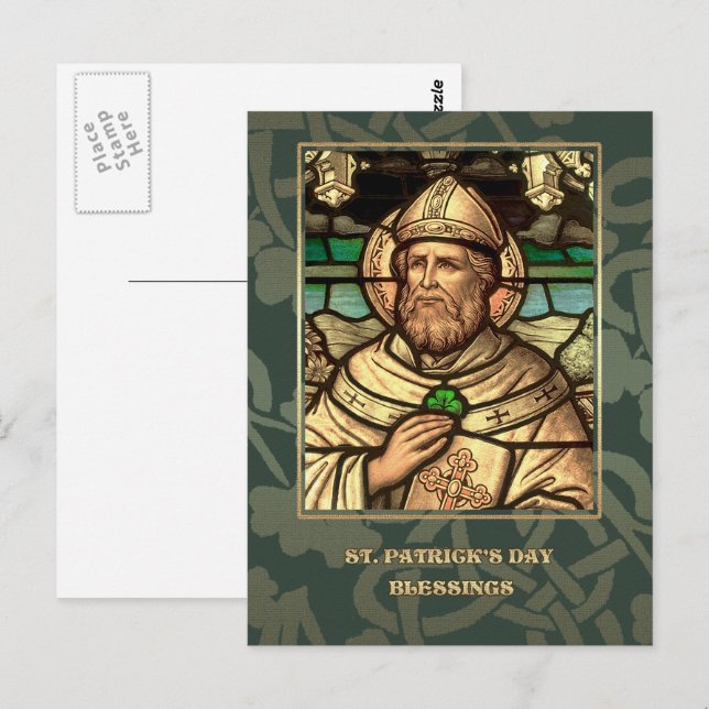 Saint Patrick's Day Blessings Religious Postcard (Front/Back)
