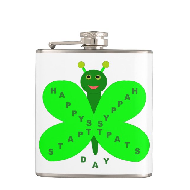 Saint Patrick's Day Butterfly Flask (Front)