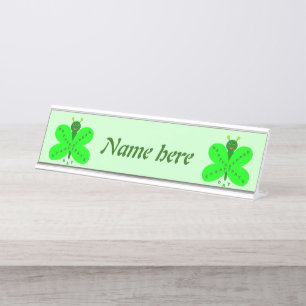 Saint Patricks Day Butterfly Personalized Desk Name Plate