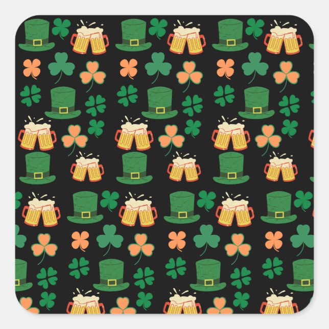 Saint patrick's day celtic,irish funny beer,charms square sticker (Front)