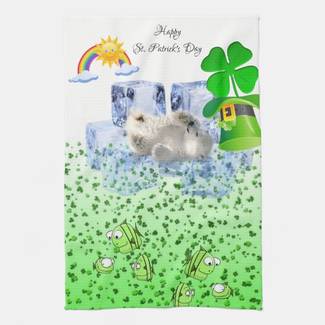 Saint Patrick's Day Cuisine Serviette à main Ours  (Vertical)