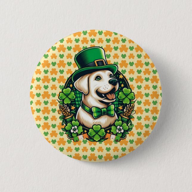 Saint Patrick's Day Cute Dog 2 Inch Round Button (Front)