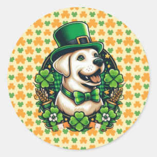 Saint Patrick's Day Cute Dog Classic Round Sticker