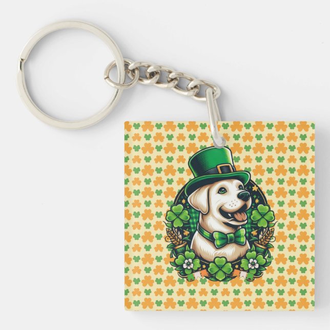 Saint Patrick's Day Cute Dog Keychain (Front)
