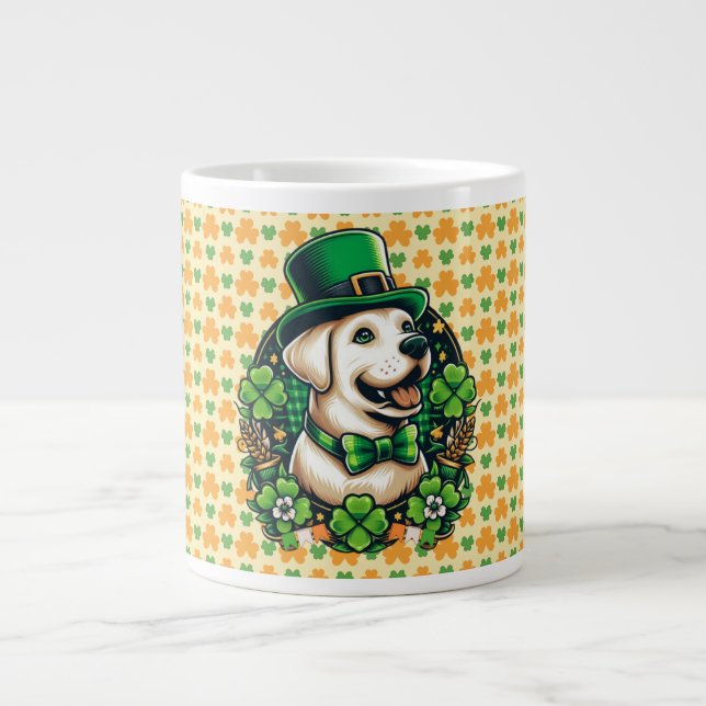 Saint Patrick's Day Cute Dog Large Coffee Mug (Front)