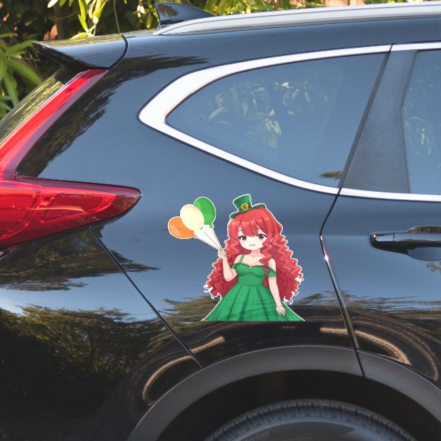  Saint Patrick's day cute, Irish anime lass  (Car Side)
