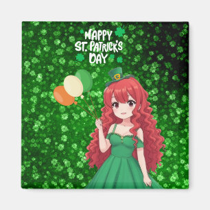  Saint Patrick's day cute, Irish anime lass  Magnet