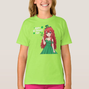  Saint Patrick's day cute, Irish anime lass  T-Shirt