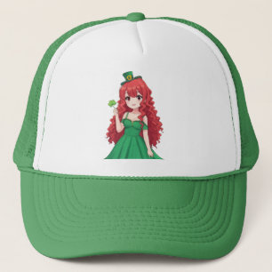 Saint Patrick's day cute, Irish anime lass Trucker Hat