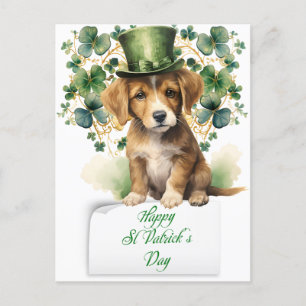 Saint Patrick's Day Cute Irish Puppy  Holiday Postcard