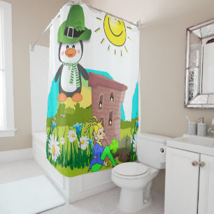 Saint Patrick's Day Douche rideau Penguin