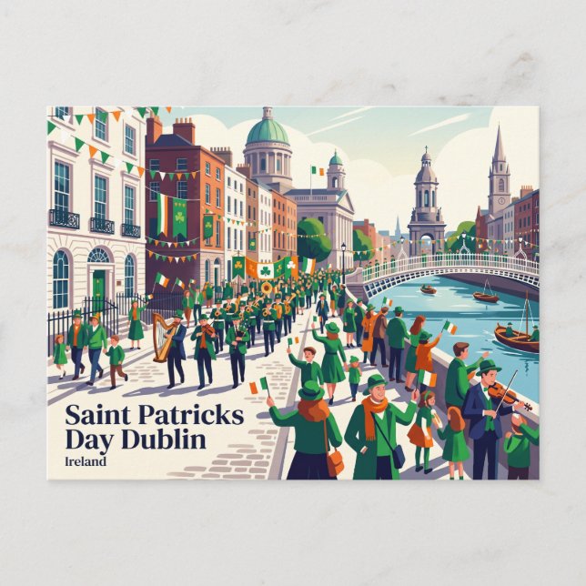 Saint Patrick's Day Dublin Ireland Postcard (Front)