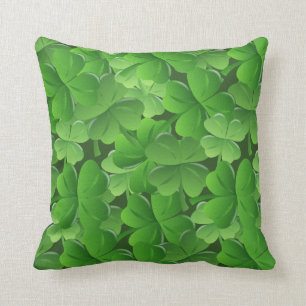 Saint Patricks Day Four Leaf Clover Irish Throw Pillow