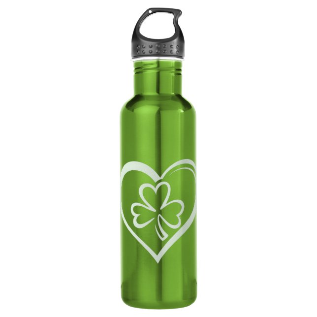 Saint Patrick's Day Funny Shamrock Heart Irish  710 Ml Water Bottle (Front)