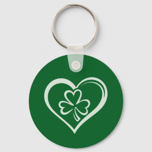 Saint Patrick's Day Funny Shamrock Heart Irish  Keychain