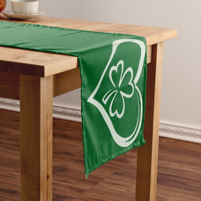 Saint Patrick's Day Funny Shamrock Heart Irish  Short Table Runner (In Situ)