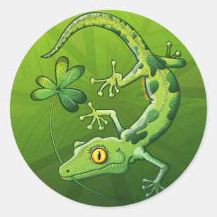 Saint Patrick's Day Gecko Classic Round Sticker