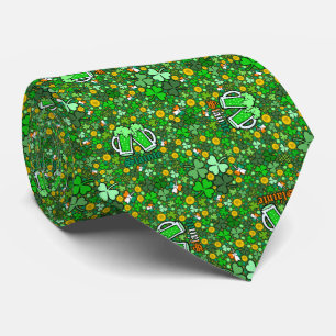 Saint Patrick's Day Green Beer Gold Coins Shamrock Tie