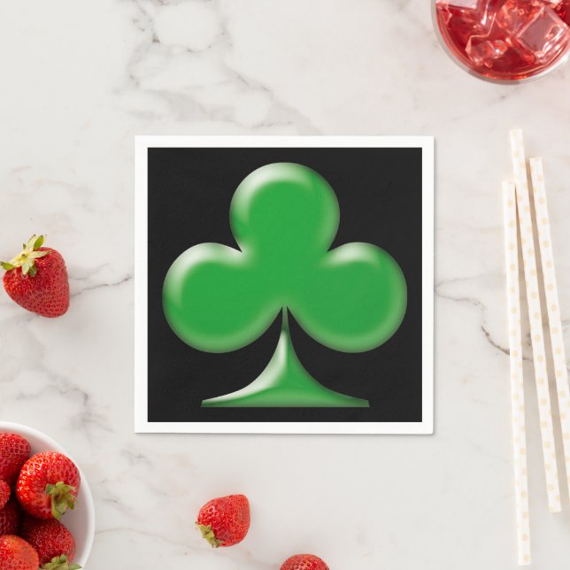 Saint Patrick's Day green black Clover Shamrock  Napkin (Insitu)