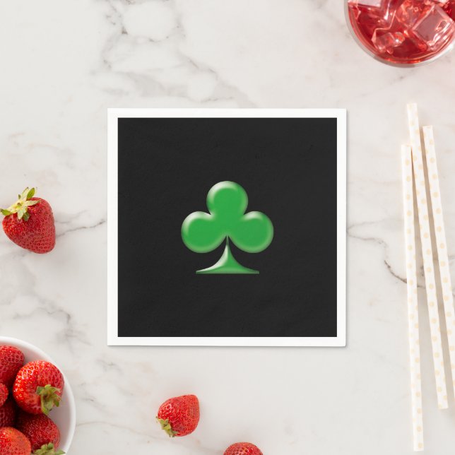 Saint Patrick's Day green black Clover Shamrock  Napkin (Insitu)