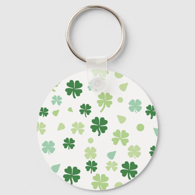saint patricks day Green clover shamrocks  Keychain (Front)
