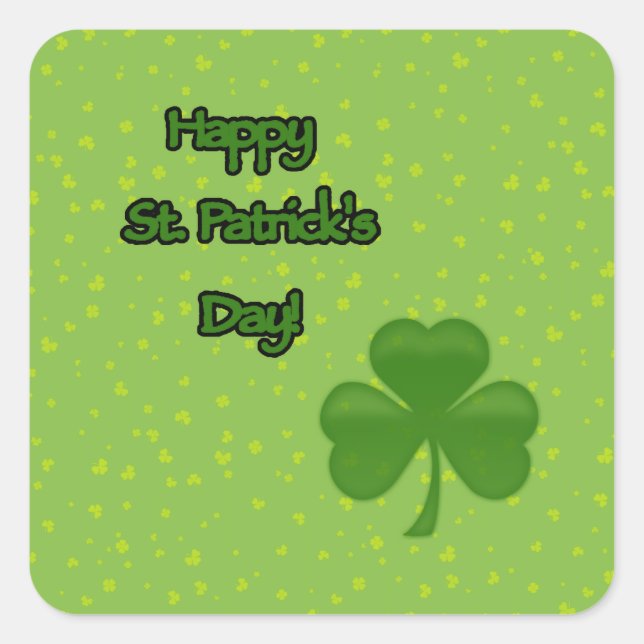 Saint Patrick's Day, Green Clovers, Lucky Clovers Square Sticker (Front)