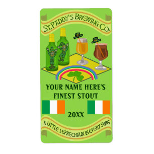 Saint Patrick's Day Home Brew Beer Bottle Label