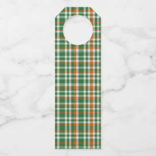  Saint Patrick's day Ireland Flag coloured gingham Bottle Tag