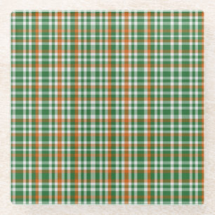 Saint Patrick's day Ireland Flag coloured gingham Glass Coaster