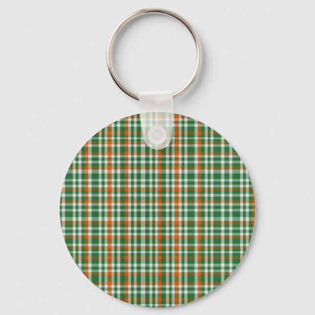  Saint Patrick's day Ireland Flag coloured gingham Keychain (Front)