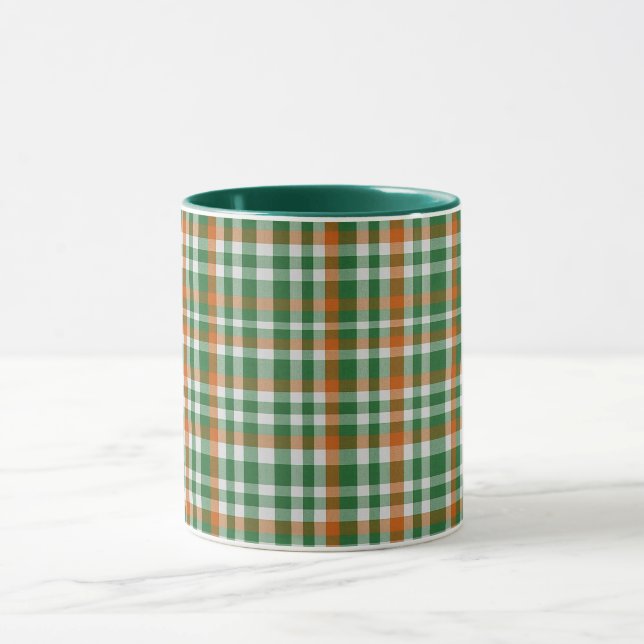  Saint Patrick's day Ireland Flag coloured gingham Mug (Center)