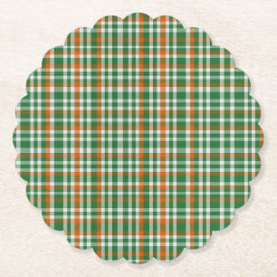 Saint Patrick's day Ireland Flag coloured gingham Paper Coaster