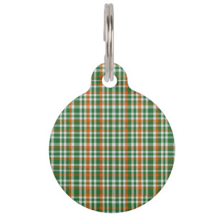 Saint Patrick's day Ireland Flag coloured gingham Pet Tag
