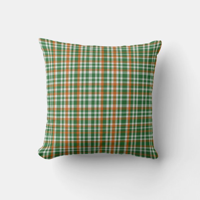  Saint Patrick's day Ireland Flag coloured gingham Throw Pillow (Front)