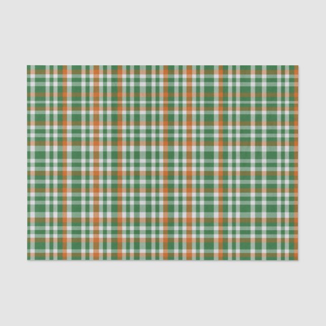  Saint Patrick's day Ireland Flag coloured gingham Tissue Paper (Front)
