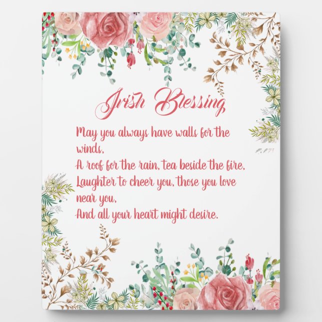 Saint Patrick's Day Irish Blessing Rose Collage  Plaque (Front)