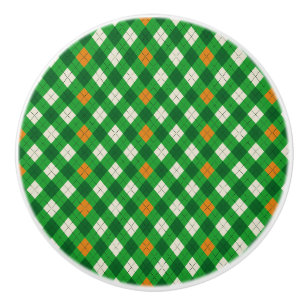 Saint Patrick's Day Irish colored argyle Ceramic Knob