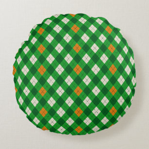 Saint Patrick's Day Irish colored argyle Round Pillow