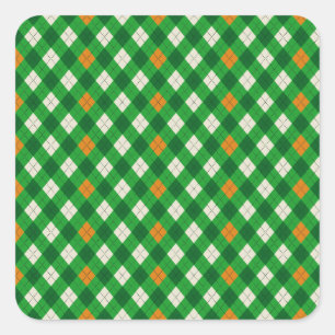 Saint Patrick's Day Irish colored argyle Square Sticker