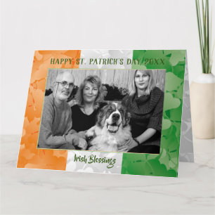 Saint Patrick's Day Irish flag clovers photo frame Card