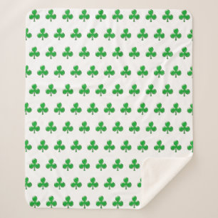 Saint Patrick's Day Irish Green Clover Shamrock Sherpa Blanket