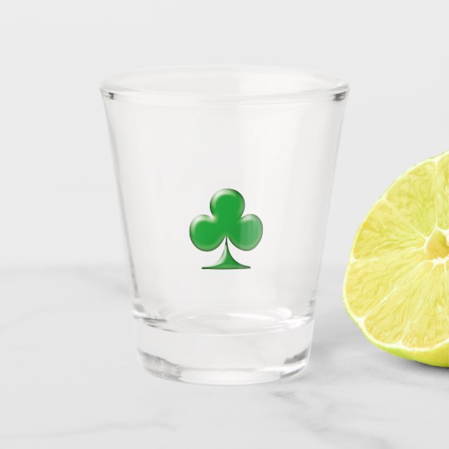 Saint Patrick's Day Irish Green Clover Symbol Shot Glass (Front)