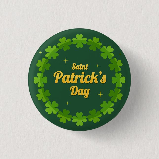 Saint Patrick's Day Irish Green Shamrock 1 Inch Round Button (Front)