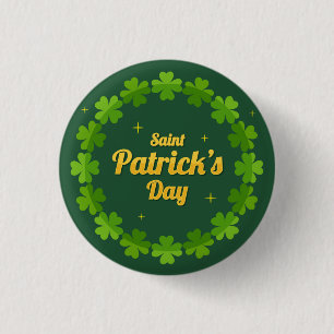 Saint Patrick's Day Irish Green Shamrock 1 Inch Round Button
