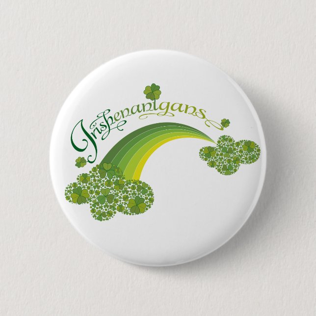 Saint Patrick's Day Irish Shenanigans Shamrock 2 Inch Round Button (Front)