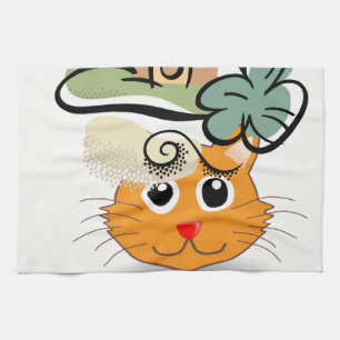 Saint Patrick's Day Kitchen Hand Towel Cat